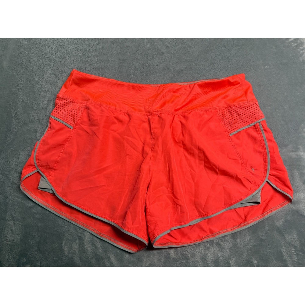 Danskin Now Running Shorts Womens Medium Neon Orange Semi Fitted High Waisted
